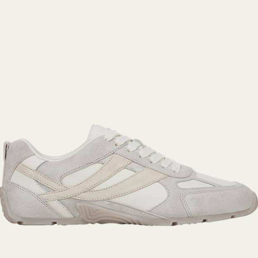 Vince Mojave Suede & Leather Sneakers – Neutral Grey/Cream – Size 6